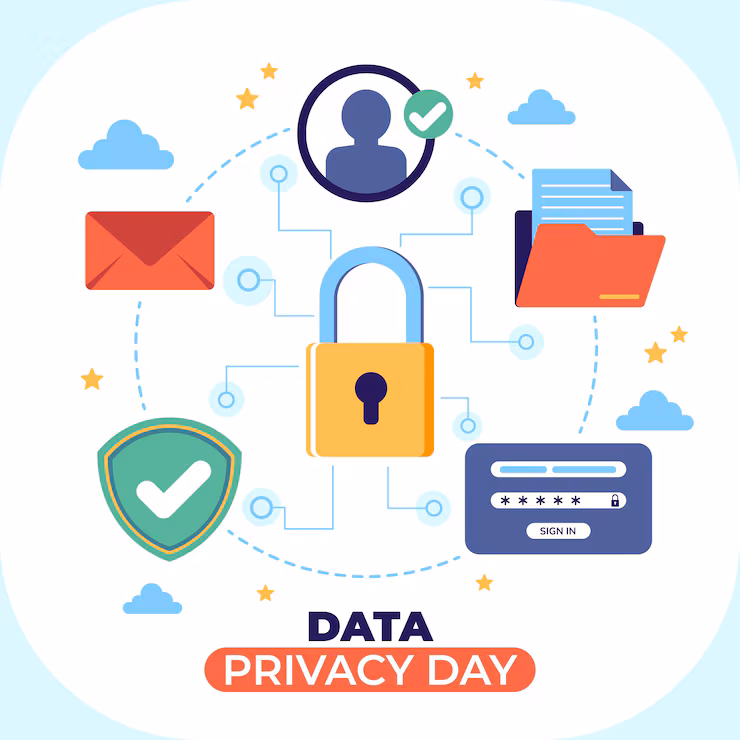 flat data privacy day illustration 23 2151086809